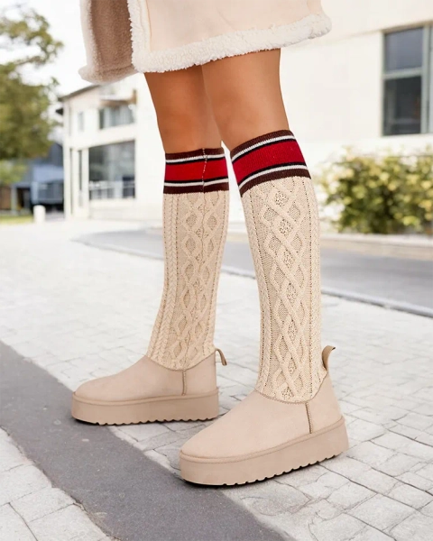 Royalfashion Kvinnar snjo túflur við sokk-líkum skaft Kokumi