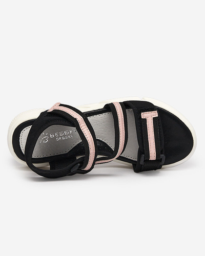 Black and pink children's sandals fastened with Velcro Modis - Shoes