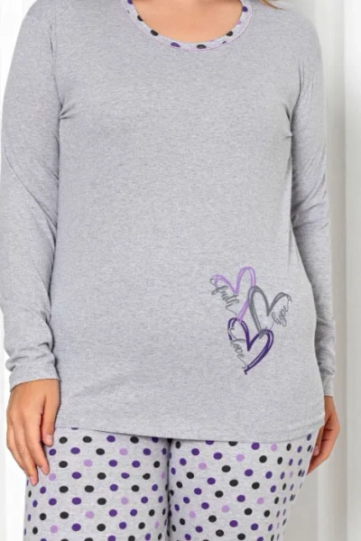 Royalfashion Naiste 2-osaline puuvillane öösärk komplekt täppidega PLUS SIZE