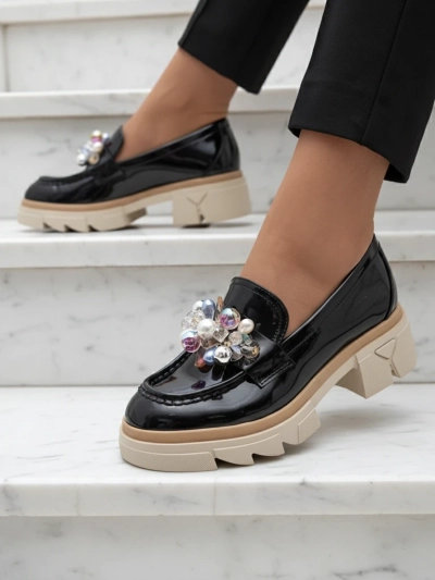 Livia Elegante - Black Luxury Flat Heel Loafers