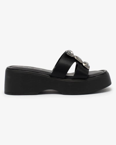 Royalfashion Black women's embellished flip-flops on a solid sole Norixi