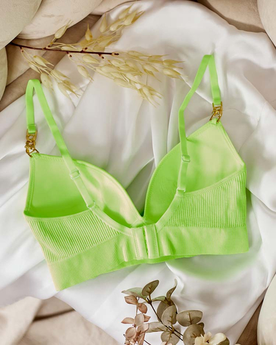 Royalfashion Women's ribbed bra with decorative straps