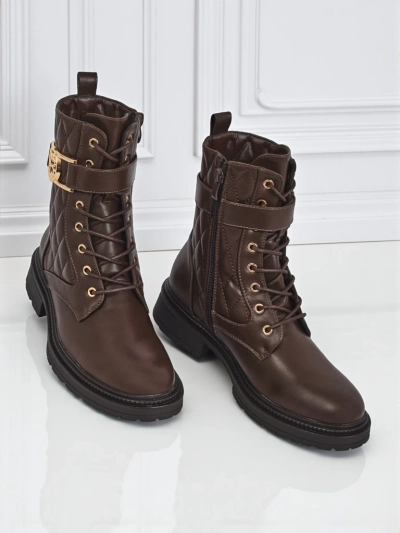 Tepitud ökoloogilisest nahast naiste poolsaapad Sable Rose