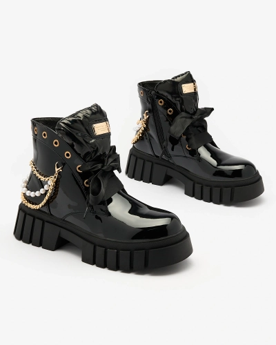 Royalfashion Naiste lakitud isoleeritud mustad saapad Dahaff