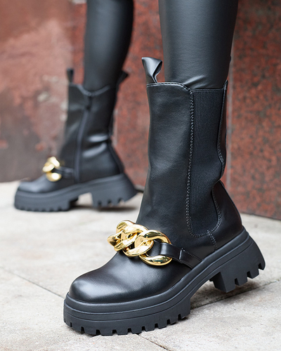 Women's boots with chain in black Evves- Footwear