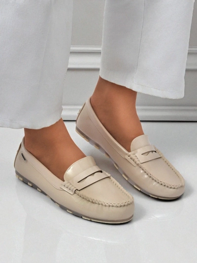 Beige Kallista Women's Loafers - Premium Suede Ecological Leather