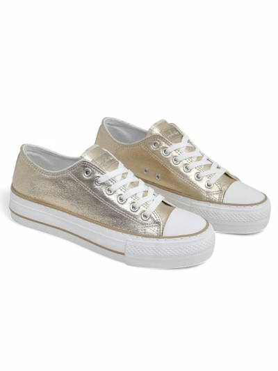 Aurelia Italia golden women's platform sneakers fabric spring summer