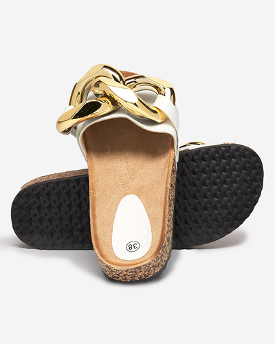 Naiste valged sussid Sofig-Footwear kaunistusega