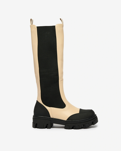 Royalfashion Beige women's mid-calf boots Blyss