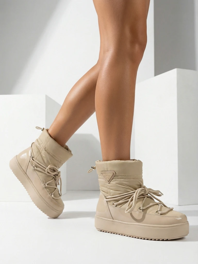 Royalfashion Женские сапоги-слипы a'la snow boots светло-коричневого цвета Vevnose