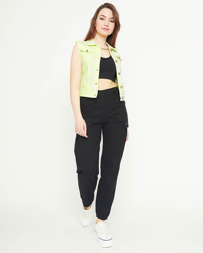 Women's yellow denim vest - Clothing