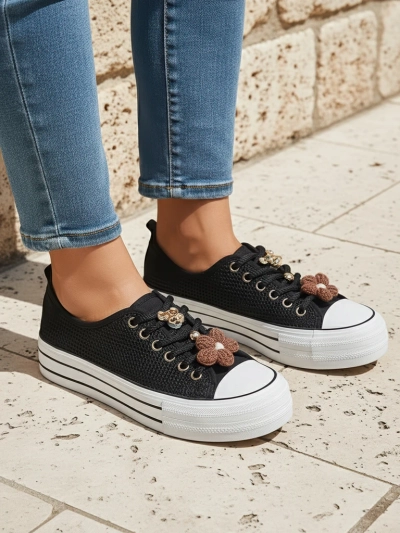 Royalfashion Women's perforated sneakers with decorations Osdo