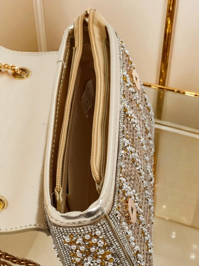 Golden Elegancia Fiori Handbag