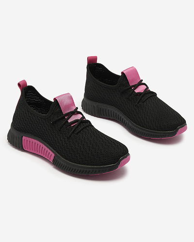 Black women's sports shoes with fuchsia inserts Keteti - Footwear