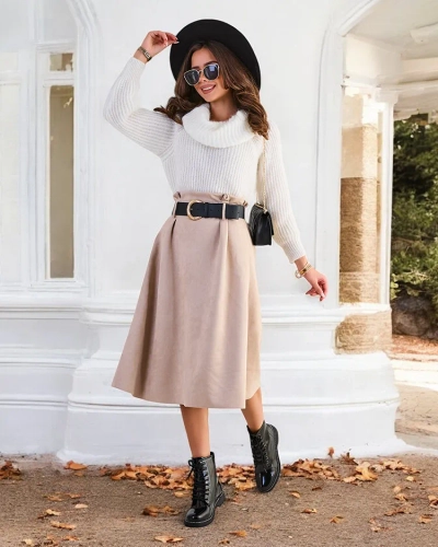 Royalfashion Kvinnors midi kjol a'la mocka