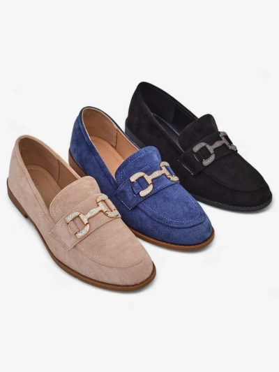 Royalfashion Elegant women's loafers with a zirconia decoration Zante