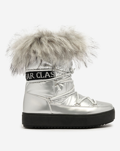 Royalfashion Silver slip-on boots a'la snow boots for women Efilayla