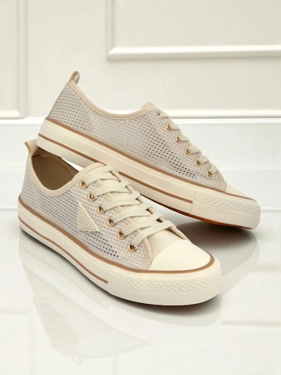 Aurelia Beige - naiste tekstiilist tennised tasasel 3 cm tallal