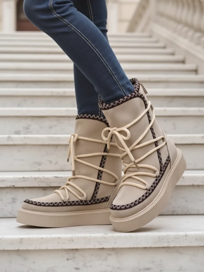 Royalfashion Women's Lace-up Snow Boots Siozi