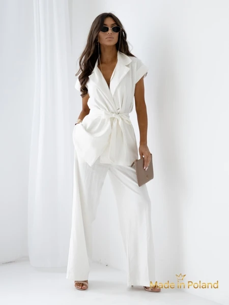 Naiste püksid Ecru Livia Palazzo – Itaalia stiil, luksuslik kangas