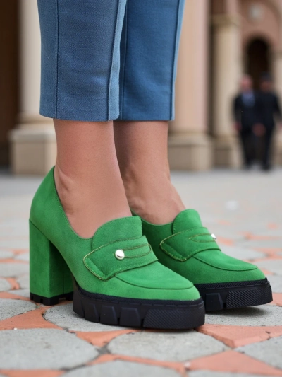 Royalfashion Women's moccasins on a high heel Qeziis