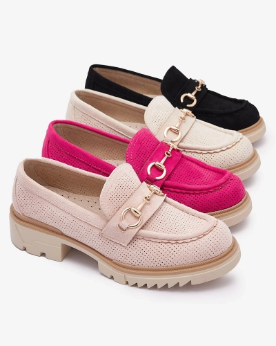 Cream openwork women's moccasins with chain Imerila - Footwear