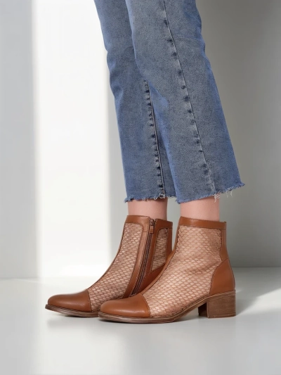 Royalfashion Women's perforated ankle boots on a low heel Rowices