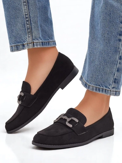 Royalfashion Elegant women's loafers with a zirconia decoration Zante