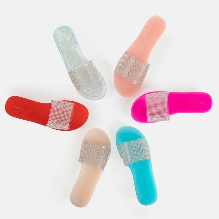 Naiste beežid kummist sussid tsirkooniumoksiidiga Niamh - Jalatsid