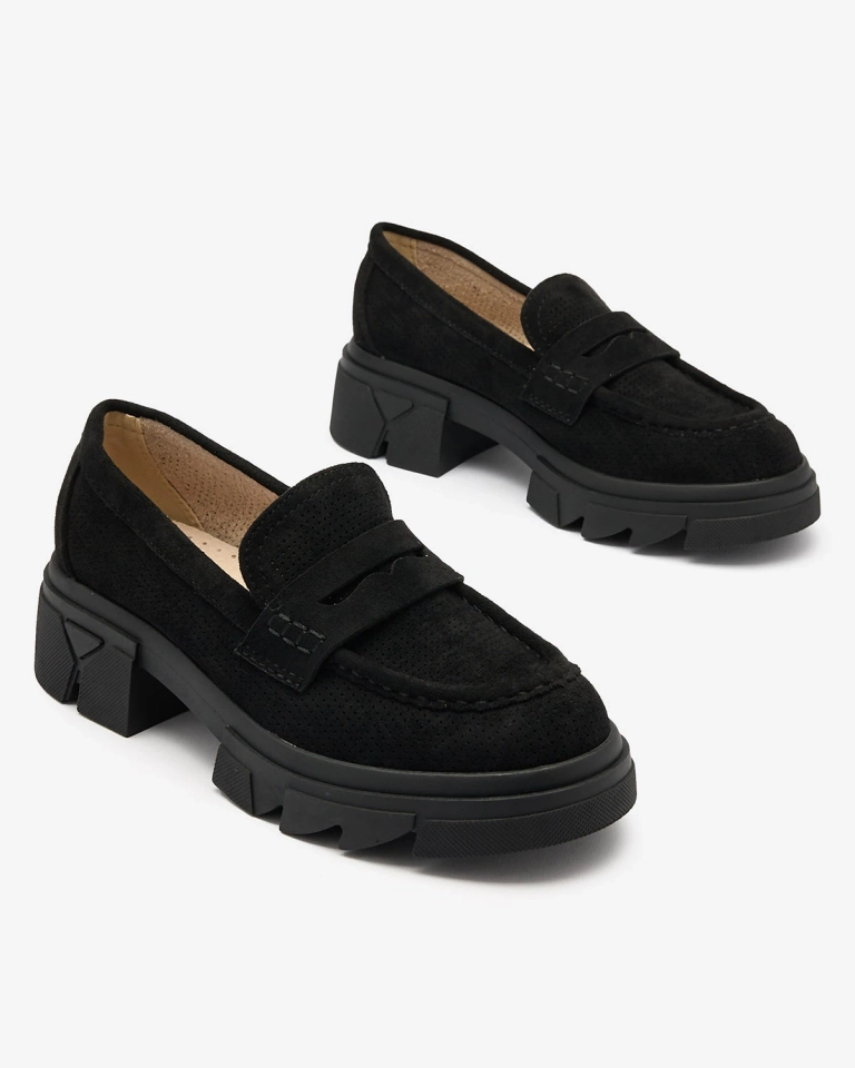 Royalfashion Black women's openwork moccasins Lace Glide