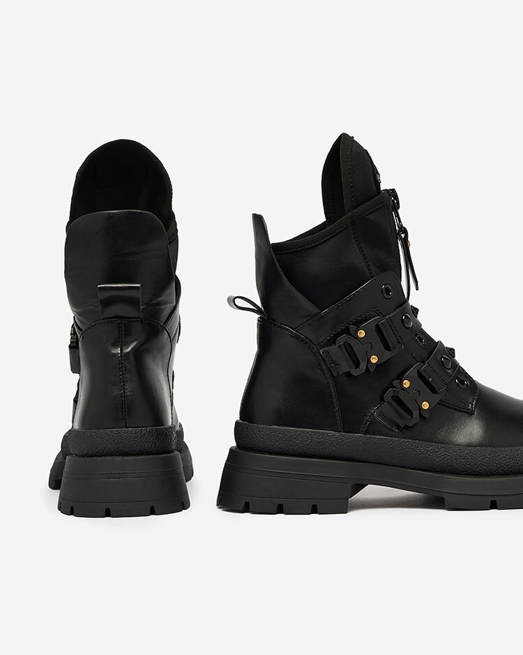 Royalfashion Black women's bagger boots decorated with Dozilda studs