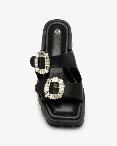 Royalfashion Mustad naiste kaunistatud Tireta kontsaga flip-flopid