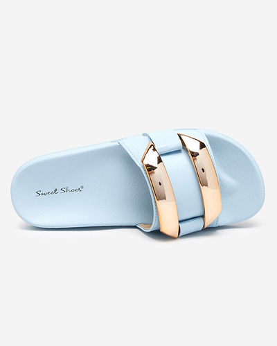 Sinised kuldse Serina ornamentiga naiste sussid - Jalatsid