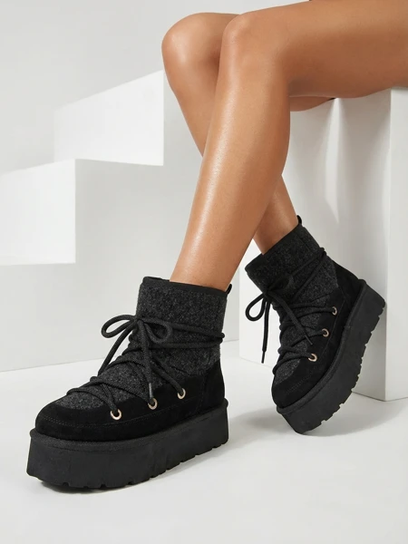 Royalfashion Women's lace-up Filori snow boots