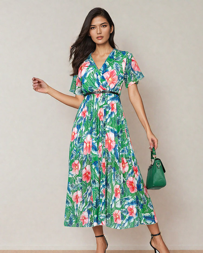 Royalfashion Naiste plisseeritud lilleline midi-kleit