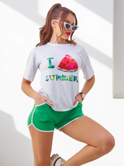 Royalfashion Women's sports set with t-shirt and shorts Watermelon