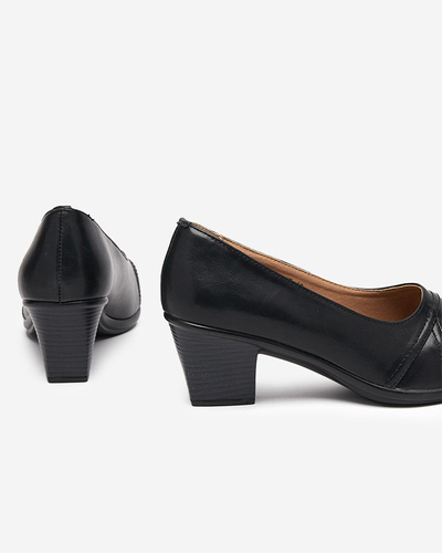 Ladies' black pumps on the lower post Ovius - Footwear