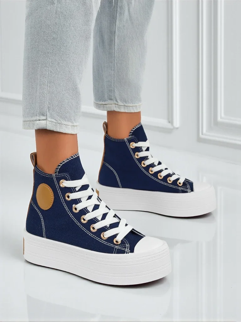 Adelina Capri Navy Blue Women's Sneakers on a Flat 4.5cm Platform