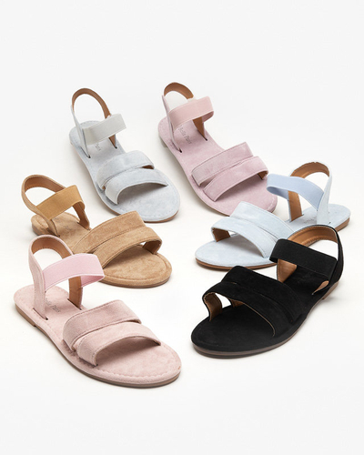 OUTLET Light brown women's eco-suede flat sandals Nerina - shoes