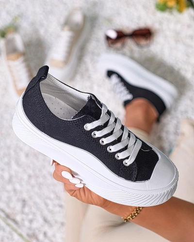 Royalfashion Black sports sneakers on platform Luceri