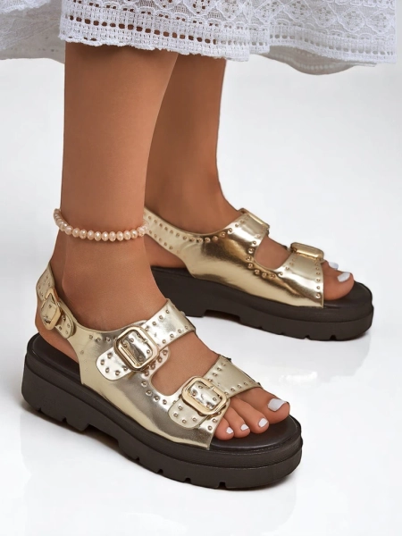 Royalfashion Naiste sandaalid paksu tallaga kivikestega Rocky Chic