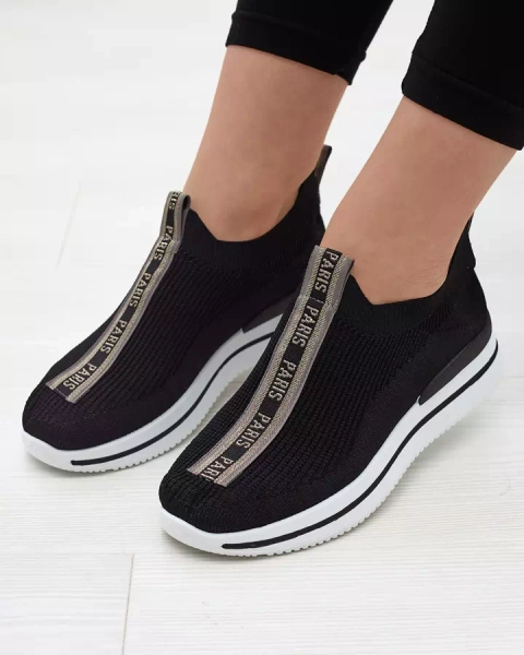 Women's slip-on sports shoes with lettering in black Cerppa- Footwear