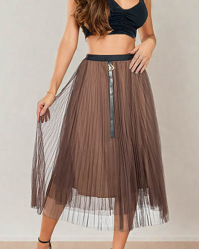 Royalfashion Women's double-layered midi skirt