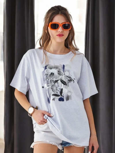 Royalfashion Naiste puuvillane t-särk printiga