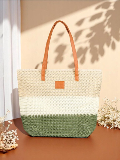 Royalfashion Большая женская соломенная сумка с широкими полосами