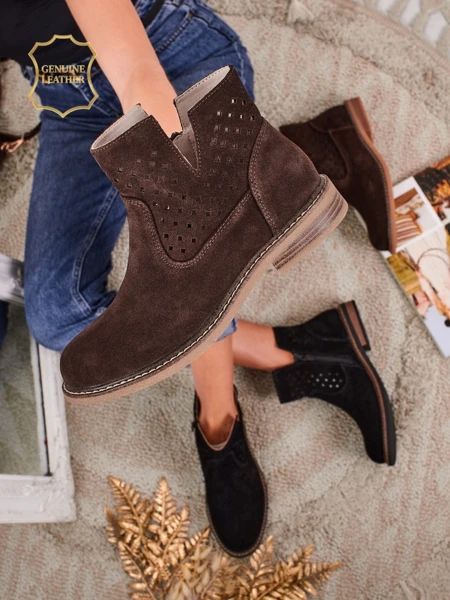 Aurelia Verona – Pruunid naturaalsest nahast naiste seemisnahast poolsaapad, 3 cm konts