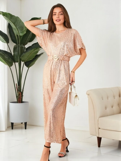 Royalfashion Long women's jumpsuit with sequins