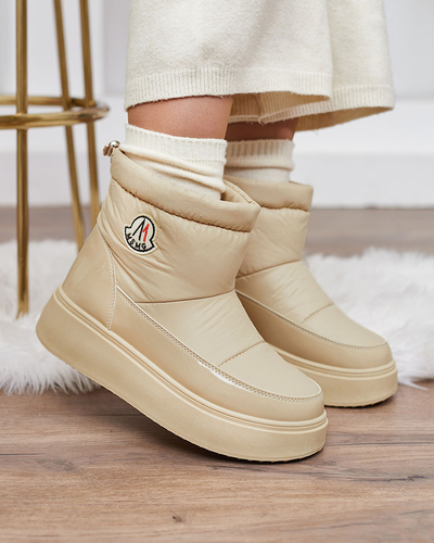 Royalfashion Women's slip-on snow boots in beige color Ademra