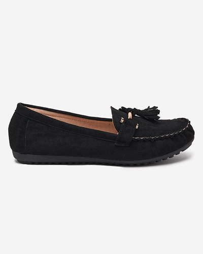 Women's black moccasins with fringes Amillad - Footwear