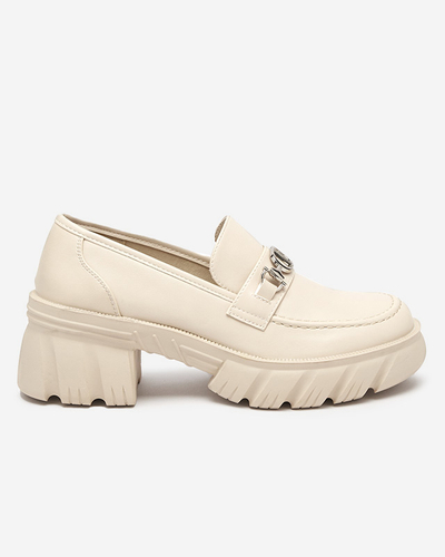 Beige women's shoes on a massive Terima sole - Footwear